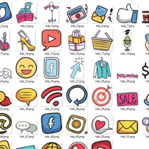 Social Media Hand Drawn Sticker – Images with Resell Rights